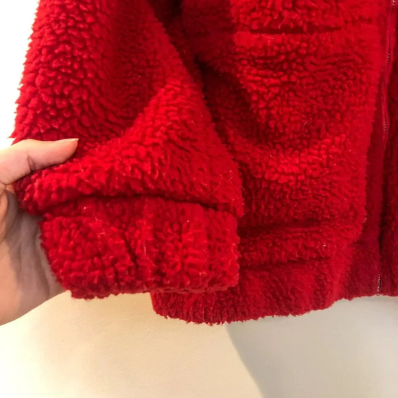 I. AM. GIA. Red Oversized Full Zip Collared Teddy Jacket Women's Small - Picture 3 of 9